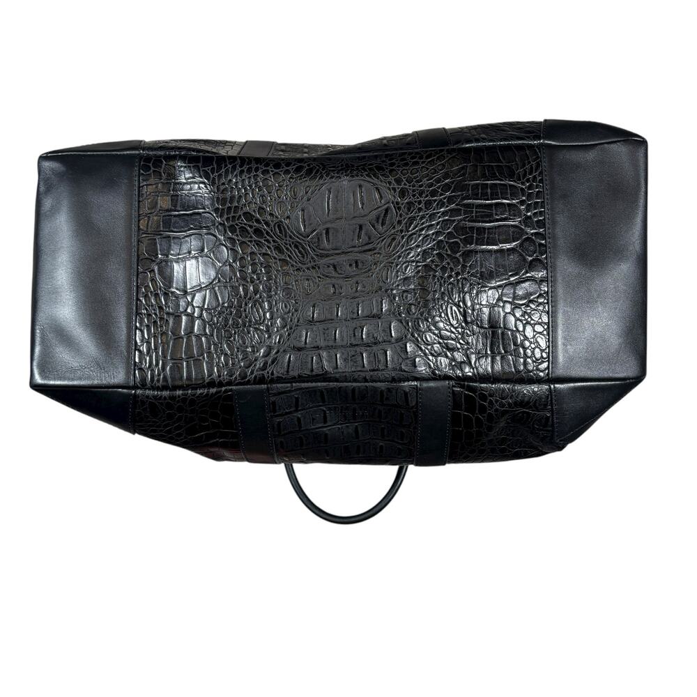 BEN MINKOFF ALLIGATOR PATTERN LEATHER LARGE DUFFEL BAG IN BLACK - Picture 6 of 9
